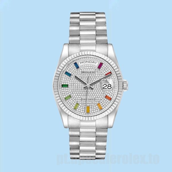 Rolex Day-Date 36mm m128239-0019 Masculino Ver Mostrador Pavimentado Diamante - Image 2
