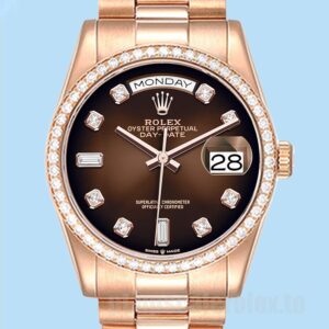 Rolex Day-Date Masculino 36mm m128345rbr-0040 Tom De Ouro Rosa Mostrador Marrom
