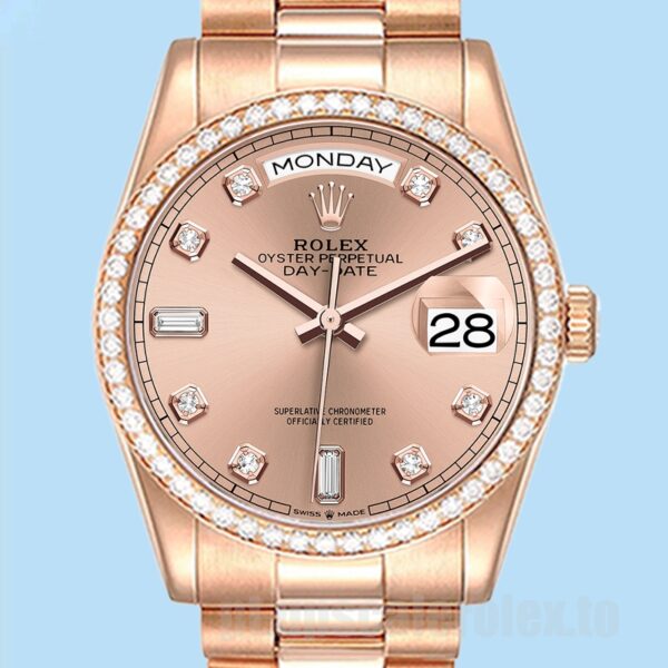 Rolex Day-Date Masculino m128345rbr-0009 36mm Mostrador De Ouro Rosa