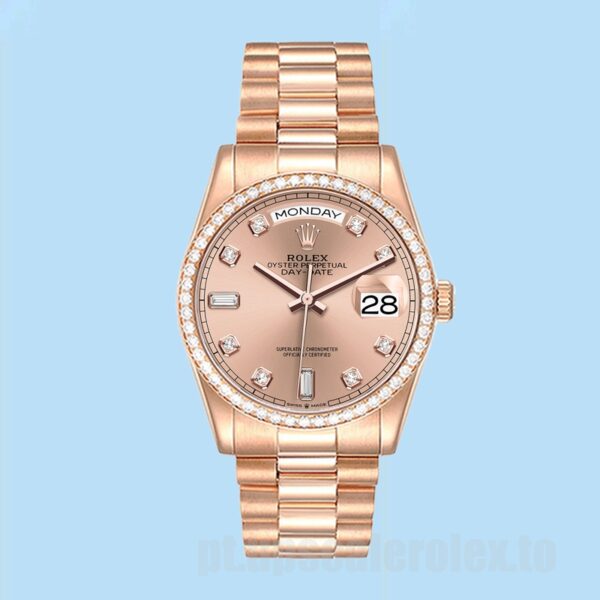 Rolex Day-Date Masculino m128345rbr-0009 36mm Mostrador De Ouro Rosa - Image 2