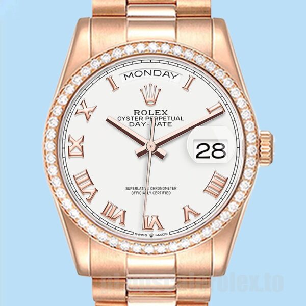 Rolex Day-Date m128345rbr-0054 Masculino 36mm Ver Mostrador Branco