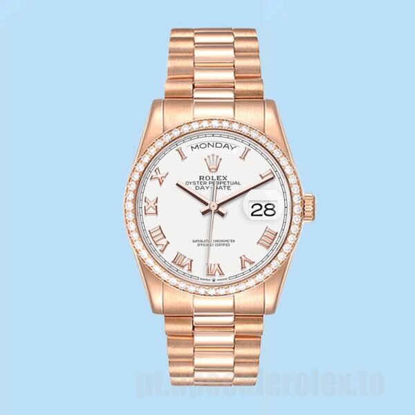 Rolex Day-Date m128345rbr-0054 Masculino 36mm Ver Mostrador Branco - Image 2