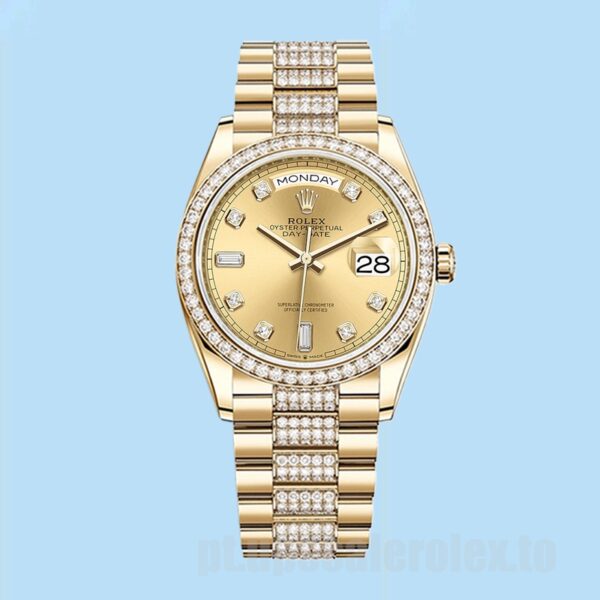 Rolex Day-Date m128348rbr-0010 36mm Masculino Tom De Ouro Ver - Image 2