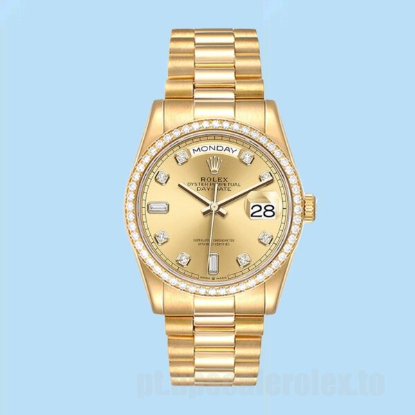 Rolex Day-Date 36mm m128348rbr-0008 Masculino Pulseira Presidente Tom De Ouro - Image 2