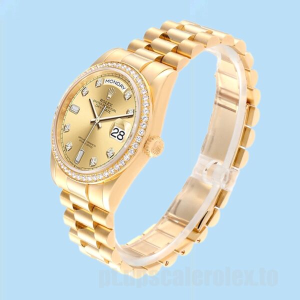 Rolex Day-Date 36mm m128348rbr-0008 Masculino Pulseira Presidente Tom De Ouro - Image 3