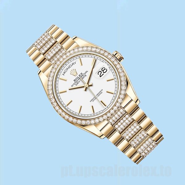 Rolex Day-Date 36mm m128348rbr-0048 Masculino Tom De Ouro Automático - Image 3
