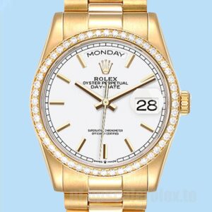 Rolex Day-Date m128348rbr-0047 Masculino 36mm Mostrador Branco Pulseira Presidente
