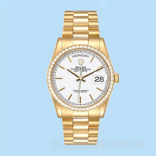Rolex Day-Date m128348rbr-0047 Masculino 36mm Mostrador Branco Pulseira Presidente - Image 2