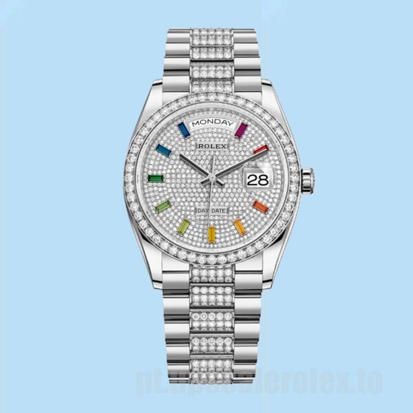 Rolex Day-Date 36mm Masculino m128349rbr-0012 Mostrador Pavimentado Diamante - Image 2