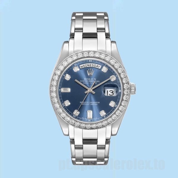 Rolex Pearlmaster Unissex 18946 36mm Pulseira Tom Prata - Image 2