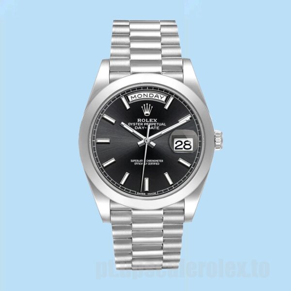 Rolex Day-Date 40mm Masculino m228206-0031 Tom Prata Pulseira Presidente - Image 2