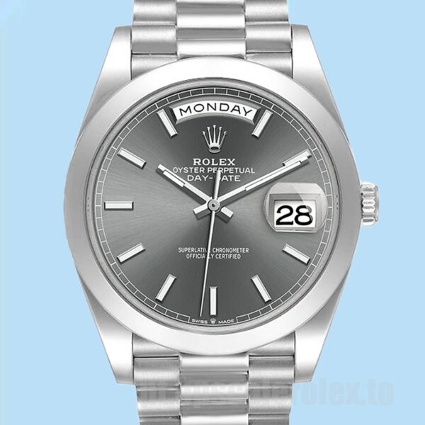 Rolex Day-Date 40mm m228206-0045 Masculino Tom Prata