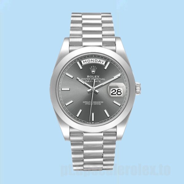 Rolex Day-Date 40mm m228206-0045 Masculino Tom Prata - Image 2