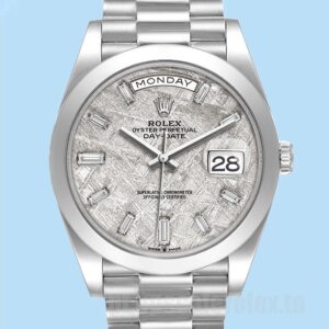 Rolex Day-Date 228206 Masculino 40mm Tom Prata Mostrador De Meteorito