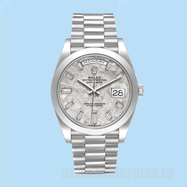Rolex Day-Date 228206 Masculino 40mm Tom Prata Mostrador De Meteorito - Image 2