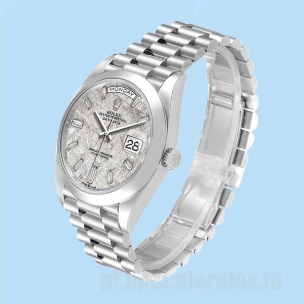 Rolex Day-Date 228206 Masculino 40mm Tom Prata Mostrador De Meteorito - Image 3