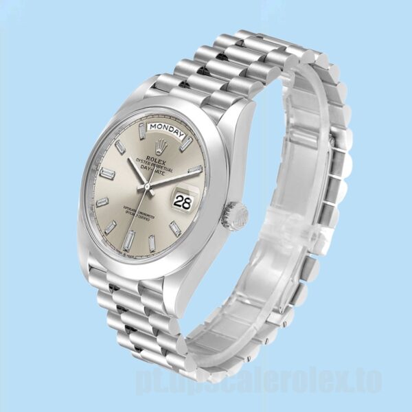 Rolex Day-Date 40mm Masculino m228206-0012 Tom Prata Mostrador Prateado - Image 3