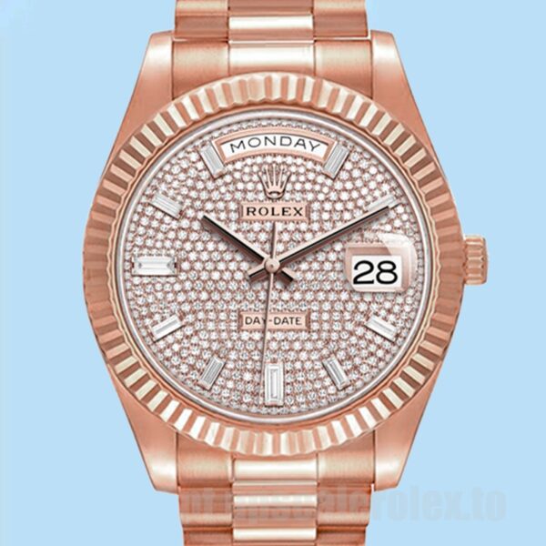 Rolex Day-Date m228235-0036 Masculino 40mm Tom De Ouro Rosa Ver
