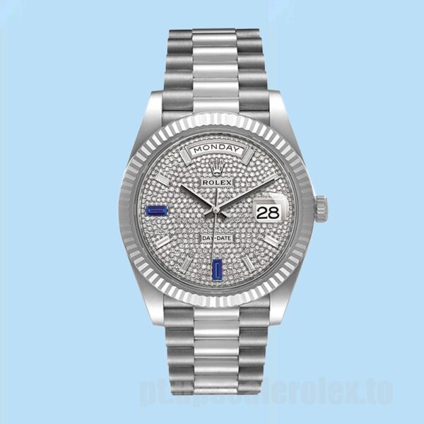 Rolex Day-Date Masculino m228236-0009 40mm Tom Prata - Image 2