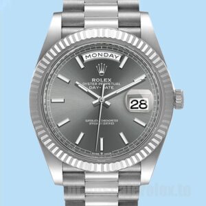 Rolex Day-Date m228236-0013 Masculino 40mm Pulseira Presidente Tom Prata