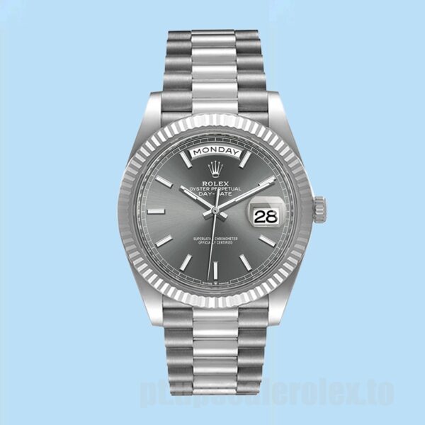 Rolex Day-Date m228236-0013 Masculino 40mm Pulseira Presidente Tom Prata - Image 2