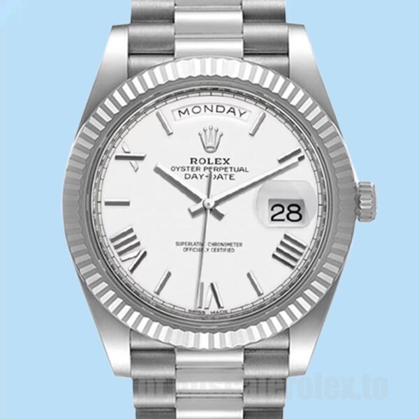 Rolex Day-Date m228236-0010 40mm Masculino Tom Prata Automático