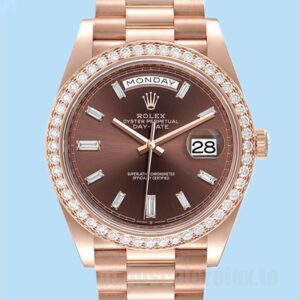 Rolex Day-Date Masculino m228345rbr-0006 40mm Ver Tom De Ouro Rosa