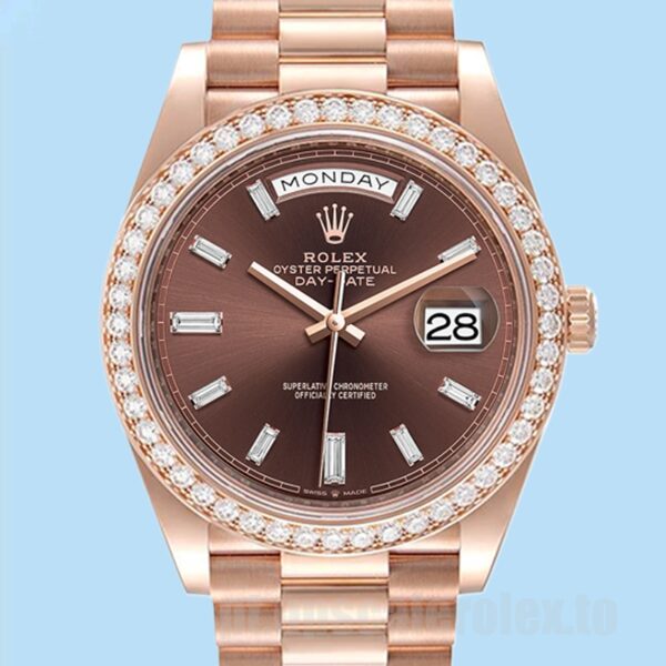 Rolex Day-Date Masculino m228345rbr-0006 40mm Ver Tom De Ouro Rosa