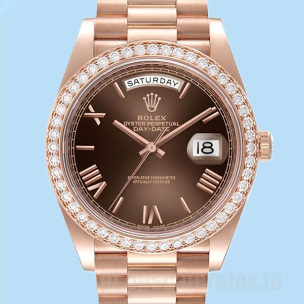 Rolex Day-Date Masculino m228345rbr-0009 40mm Tom De Ouro Rosa Ver
