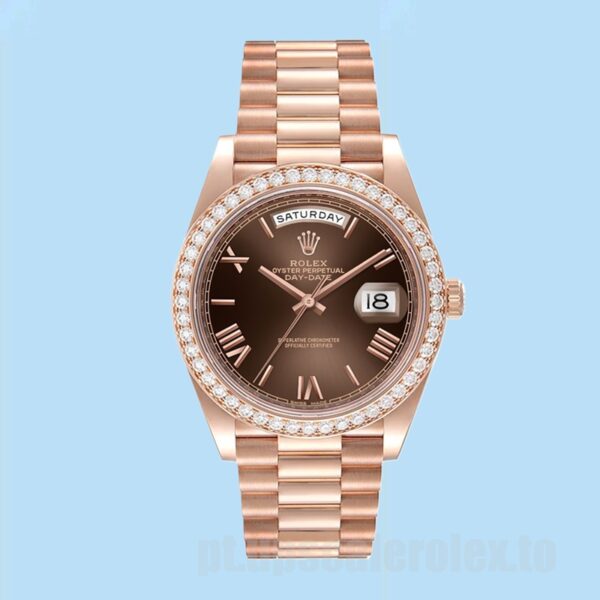 Rolex Day-Date Masculino m228345rbr-0009 40mm Tom De Ouro Rosa Ver - Image 2