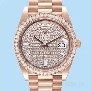 Rolex Day-Date Masculino 40mm m228345rbr-0002 Mostrador Pavimentado Diamante Pulseira Presidente