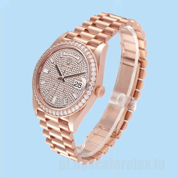 Rolex Day-Date Masculino 40mm m228345rbr-0002 Mostrador Pavimentado Diamante Pulseira Presidente - Image 3