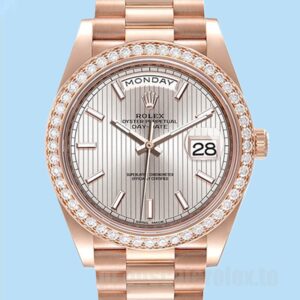 Rolex Day-Date 40mm m228345rbr-0010 Masculino Automático Mostrador Sundust Stripe