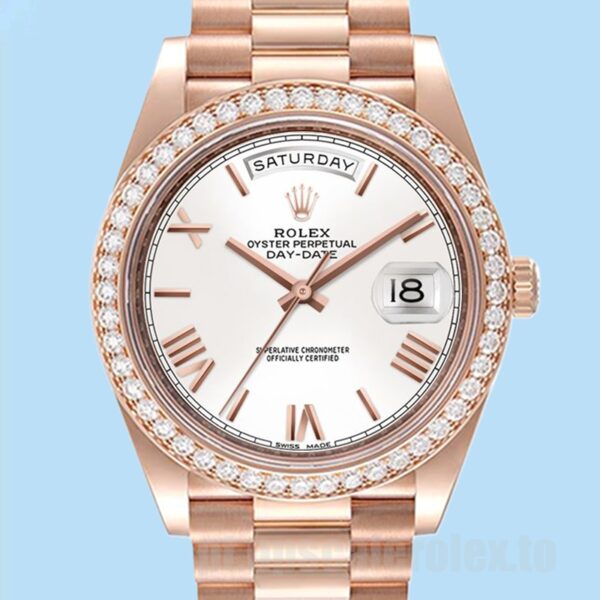 Rolex Day-Date m228345rbr-0012 40mm Masculino Mostrador Branco