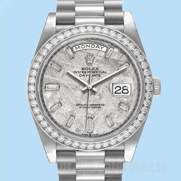 Rolex Day-Date 40mm m228349rbr-0040 Masculino Mostrador De Meteorito Pulseira Presidente