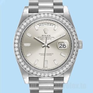 Rolex Day-Date m228349rbr-0001 40mm Masculino Pulseira Presidente Mostrador Prateado