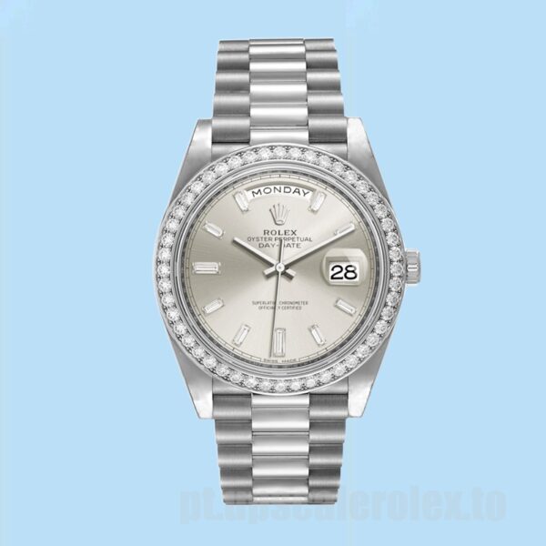 Rolex Day-Date m228349rbr-0001 40mm Masculino Pulseira Presidente Mostrador Prateado - Image 2