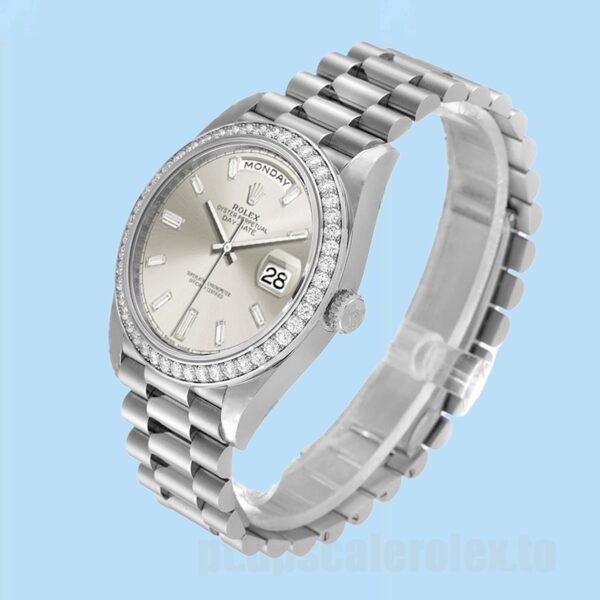 Rolex Day-Date m228349rbr-0001 40mm Masculino Pulseira Presidente Mostrador Prateado - Image 3
