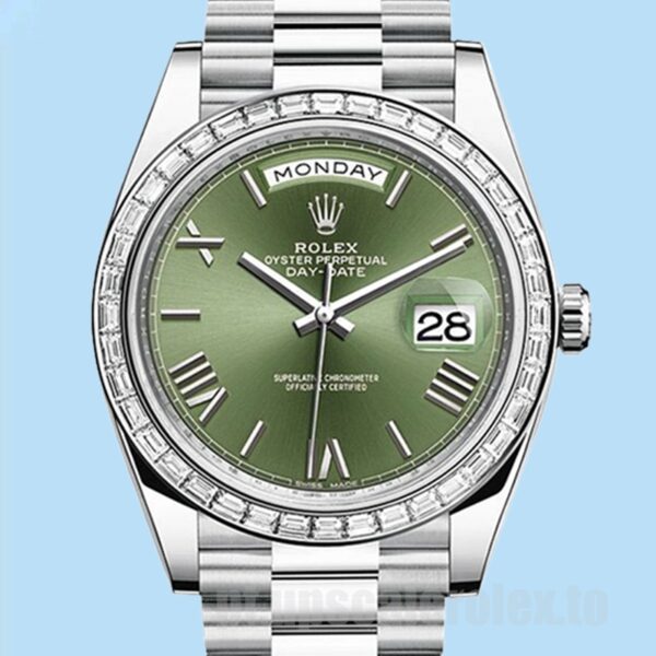 Rolex Day-Date m228396tbr-0020 40mm Masculino Mostrador Verde Pulseira Presidente