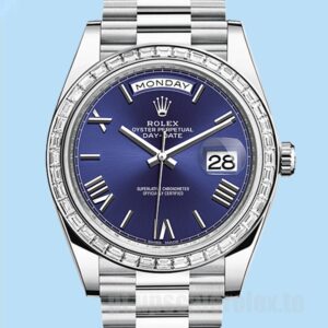 Rolex Day-Date m228396tbr-0026 Masculino 40mm Mostrador Azul Marinho Tom Prata