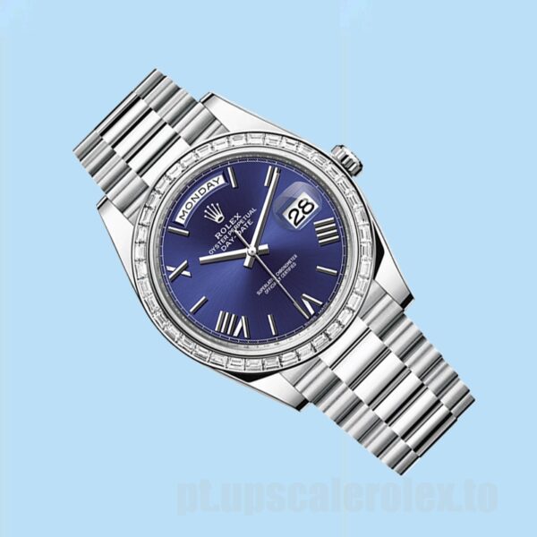 Rolex Day-Date m228396tbr-0026 Masculino 40mm Mostrador Azul Marinho Tom Prata - Image 3