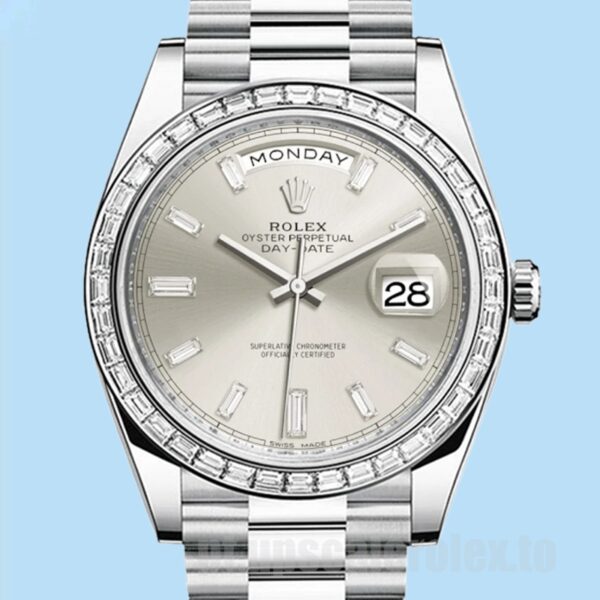 Rolex Day-Date Masculino 40mm 228396 Tom Prata Automático