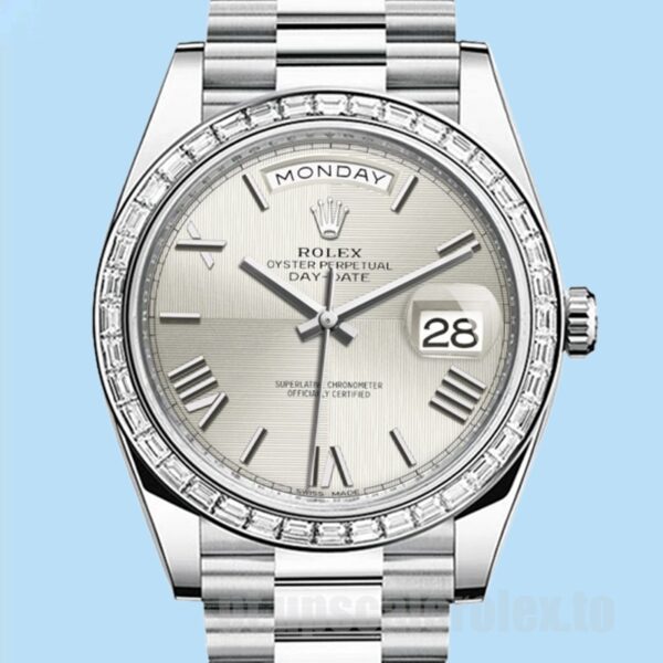 Rolex Day-Date Masculino 40mm m228396tbr-0025 Mostrador Prateado