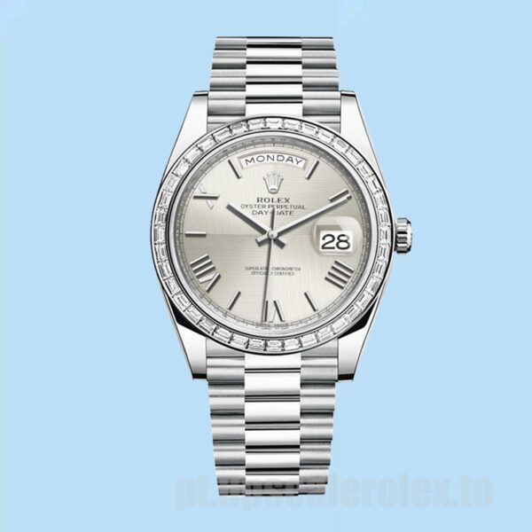 Rolex Day-Date Masculino 40mm m228396tbr-0025 Mostrador Prateado - Image 2