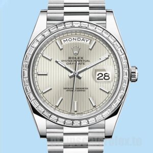 Rolex Day-Date m228396tbr-0022 Masculino 40mm Mostrador Listrado Prateado
