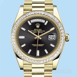 Rolex Day-Date 40mm m228398tbr-0001 Masculino Mostrador Preto Pulseira Presidente