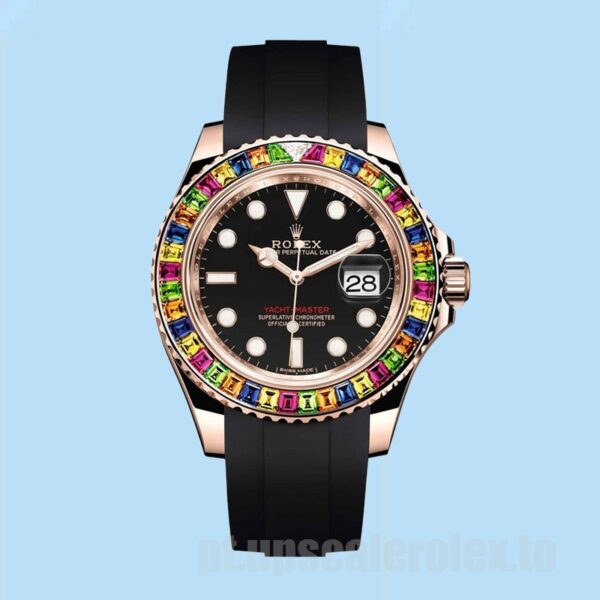 Rolex Yacht-Master Masculino 116695 41mm Mostrador Preto Elástico De Borracha - Image 2