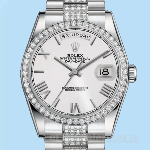 Rolex Day-Date Masculino 118346 36mm Tom Prata