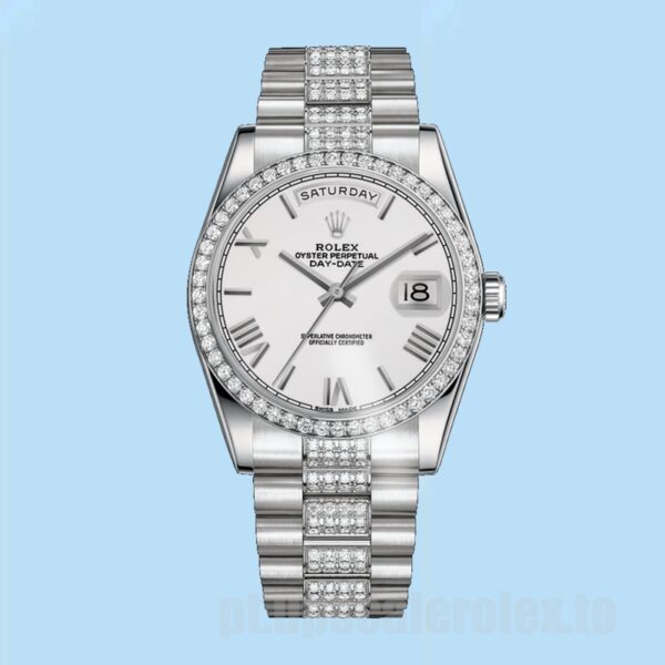 Rolex Day-Date Masculino 118346 36mm Tom Prata - Image 2