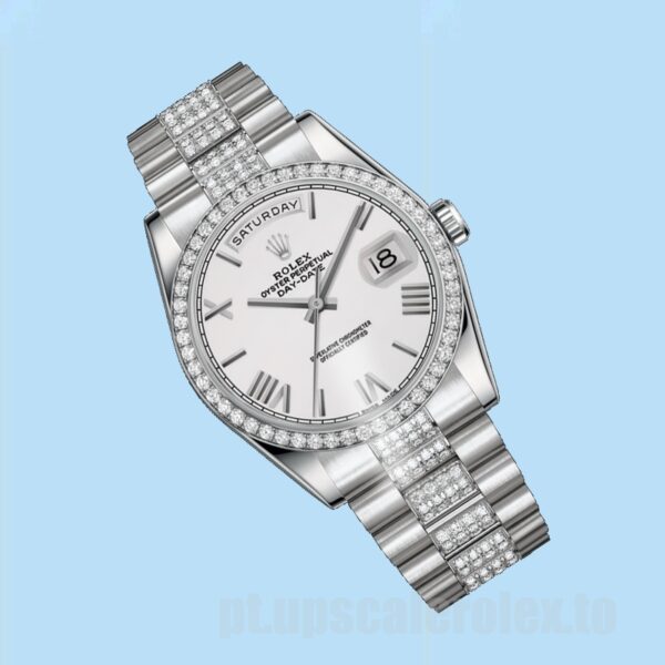 Rolex Day-Date Masculino 118346 36mm Tom Prata - Image 3